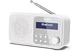 Shap DR-P420(WH) - Radio DAB+/DAB/FM compatta e portatile con streaming audio senza ﬁli Bluetooth e alimentazione tramite USB o batteria, colore bianco