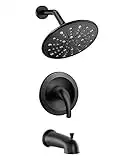 EMBATHER Black Shower Faucet Set with Tub Spout, Dual Function Shower Trim Kit (Rough-in Valve Included) with 9 Inch Shower Head,Rain Mixer Shower System Wall Mounted Rainfall Shower Combo Set