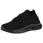 VAN HILL Damen Sportschuhe Laufschuhe Sportliche Strick Schnürschuhe Flache Turnschuhe Freizeit Schuhe Schnürer Stoffschuhe 206115 Schwarz 39