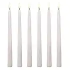 HONGXW 6Pcs Ivory Taper Flameless Candles Flickering LED Candles Lights Ivory Wax Dripless Battery Operated Fake Candles for Christmas Wedding Party Dinner Decor, Warm White, 11inch/27.94cm