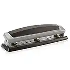 Swingline 3 Hole Punch, 2- 3 Hole Adjustable Desktop Puncher, 10 Sheet Punch Capacity, Precision Pro, Black/Silver (74037)