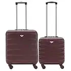 Flight Knight Ensemble De 2 Valises Rigides Legeres en ABS 4 Roues 45x36x20 cm + 56x45x25 cm EasyJet Taille Max pour Le Dessus Et Le Dessous du Siege Etui Rigide Ensemble De Bagages Aaain Leger