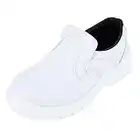 Chaussure de Cuisine Blanche Forme Mocassin Idéale Chaussure Industrie Agro Alimentaire avec Protection ISO20346 Forme Mocassin de Cuisine Pointure 43