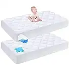 Cute Castle 2 Pack Baby Waterproof Crib Mattress Protector - Ultra Soft - Baby Bedding Mattress Pad Cover Sheets for Toddler (White, 28x52x6 Inch)