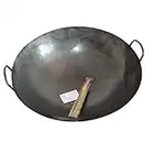 Asia Art Factory AAF Nommel Wok Ölwanne ca. 50 cm Durchmesser mit 2 Griffen Henkeln mit rundem Boden für Gas Gastronomie Wokpfanne Ölwok