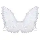 White Feather Angel Wings with Elastic Straps Cosplay Party Wings Halloween Costumes Stage Performance Angel Costumes Accessory for Girls Kids Petite Women Photo Prop Halloween Outfits