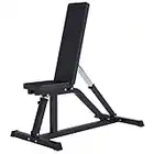 GORILLA SPORTS® Hantelbank - Rückenlehne 7-Fach, Sitz 4-Fach Verstellbar, bis 200 kg Belastbar, Schwarz/Weiß - Trainingsbank, Negativbank, Schrägbank, Fitnessbank, Bench, Flachbank, Fitness, Zuhause