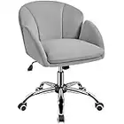 Yaheetech Chaise Bureau Design Fleur Fauteuil de Bureau en Velours Hauteur Réglable avec Dossier Arrondi Inclinable pour Chambre Bibliothèque Gris Clair