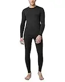 LAPASA Ensemble de sous-Vêtements Thermiques Homme Haut & Bas Maillot de Corps Manches Longues & Pantalon Chaud Automne/Hiver Léger M11: Noir (Fin) XXL