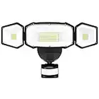 50W LED Strahler mit Bewegungsmelder Außen, 5000LM Superhell Außenstrahler mit Bewegungsmelder, 5000K Kaltweiß LED Fluter mit Bewegungsmelder, Wasserdicht LED Flutlicht mit 3 Köpfe für Garten Garage