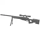 BBTac Airsoft Sniper Rifle Bolt Action Gun Full Metal Spring Loaded with Scope and Bipod High FPS , Black, 30