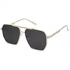 SOJOS Retro Oversized Aviator Polarized Sunglasses for Women Men Vintage Shades UV400 Classic Large Metal Sun Glasses SJ1161 with Gold/Grey Lens