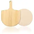 COM-FOUR® Assiette en pierre à pizza 33 cm avec poussoir à pizza, cuire la pizza au four ou au gril, sensation de four à pierre, brique réfractaire ignifuge, poussoir (Avec pelle à pizza)