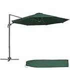 tectake 800684 Parasol Excéntrico de Jardín, Ø 300 cm, Mástil de Aluminio con Manivela, Protección UV 50+, 6 Niveles de Inclinación, con Funda (Verde | No. 403134)