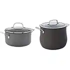 Cuisinart 6466-26 Hard Anodized 12-Quart Contour-Stainless-Steel-Cookware, Stockpot w/Cover & 644-24 Chef's Classic 6-Quart Nonstick-Hard-Anodized, Stockpot w/Cover