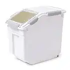 KunFort Cereal Containers Flour Coffee Bean Storage with Lid Rice Bin,Pet Cat Dog Food Storage Box,Stackable Plasitic Dry Food Transparent Storage-5kg(13Ib) (M, Grey)