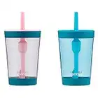 Contigo Kids Spill-Proof 14oz Tumbler with Straw and BPA Free Plastic, 2 Pack Strawberry Cream & Blue Raspberry