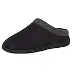 Hanes Men's Memory Foam Indoor/Outdoor Microsuede Clog Slipper Shoe, Black, Large