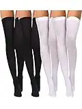 Boao 4 Paare Damen Seiden Kniestrümpfe Hohe Strümpfe Nylon Kniestrümpfe für Damen Halloween Cosplay Kostüm Party Zubehör (Farbe Set 3)