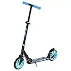 HOMCOM Trottinette Pliable Adulte Enfant à partir de 14 Ans béquille Frein à Friction arrière Hauteur Guidon réglable 3 niv. Roues à 20 cm alu. métal Noir Bleu