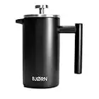 BJØRN Small Cafetiere French Press Coffee Maker 350ml 1 Cup Durable Stainless Steel - Black