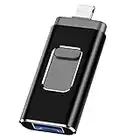 YOOPE Chiavetta USB USB 3.0 Memory Stick esterna per i-Phone i-Pad 128 GB Photo Stick Flash Drive adatta per qualsiasi modello PC/Pad/telefoni Android (nero)