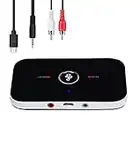 5.0 Bluetooth Adapter, Bluetooth 5.0 Transmitter Empfänger 2-in-1 Wireless Portable Stereo Audio Receiver with RCA/3.5mm AUX Jack for Headphones/TV/Auto/Car/Home Sound System - Schwarz