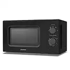 COMFEE' 700W 20L Black Microwave Oven With 5 Cooking Power Levels, Quick Defrost Function, And Kitchen Manual Timer - Compact Design CM-M202CC(BK)