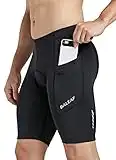 Baleaf Men's Bike Shorts 3D Padded Bicycle Cycling Shorts with Side Pockets, UPF 50+ and Quick-Dry Black Size M