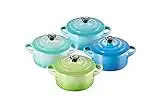 Le Creuset stoneware Set of 4 Petite Casseroles, 200 ml, Palm/Cool Mint/Teal/Marseille Blue, 79212105139100