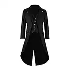 SOLOTIMES Mens Black Tailcoat Jacket Gothic Steampunk Victorian VTG Halloween Costume Long Coat (Large)