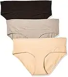 Motherhood Maternity Women's 3 Pack Fold Over Brief Panties Underwear, Black, Nude, Flat Grey/Multi Pack, M