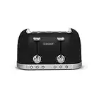 Schneider SCTO4 – Toaster Vintage 4 Schlitze – 6 Positionen – doppelte Krümelschublade – Schwarz matt