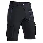 Hiauspor Shorts Herren, Sommer Leichte Schnelltrocknend mit 5 Taschen Cargo Bermuda Wanderhose Sport Chino Trekking Outdoor MTB Hose Männer Kurz Atmungsaktiv Stretch (Schwarz, XL)