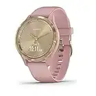 Garmin Montre connectée hybride Vivomove 3S avec aiguilles de montre réelles et écran tactile caché, silicone rose poussière avec quincaillerie or clair