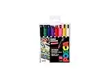 Posca 153544841 Lot de 8 Marqueur peinture avec encre à base d'eau et pointe aiguille extrafine calibrée de, 0,7 mm