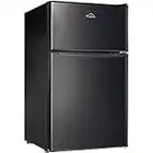 Walsh Compact Refrigerator, Dual Door Fridge, Adjustable Mechanical Thermostat with Freezer, Reversible Doors, 3.1 Cu.Ft, Black