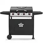 Dellonda 4 Burner Gas BBQ Grill with Piezo Ignition, Built-In Thermometer, Black/Stainless Steel - DG15