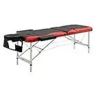 HOMCOM 73" 3 Section Foldable Massage Table Professional Salon Spa Facial Couch Bed (Black/Red)