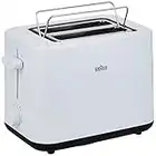 Braun Breakfast1 Tostadora de 2 Rebanadas, 8 Niveles de Tostado, Bandeja para Migas Extraíble, Elevador de Pan, Calentador de Panecillos, 900 W, HT1010WH, Plástico, Blanco