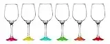 Sendez Lot de 6 verres à vin 250 ml avec pieds multicolores