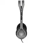 Logitech H110 Auriculares con Cable, Sonido Estéreo con Micrófono Giratorio, Dos Clavijas de Conexión Jack 3,5mm, PC/Mac/Portátil , Negro