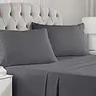 Mellanni Queen Sheet Set - 4 Piece Iconic Collection Bedding Sheets & Pillowcases - Hotel Luxury, Extra Soft, Cooling Bed Sheets - Deep Pocket up to 16" - Wrinkle, Fade, Stain Resistant (Queen, Gray)