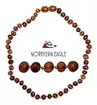 Northern Eagle Baltic Amber Necklace - 12.5 inch - Raw Unpolished Baroque Cognac Unisex - Natural Genuine Certified Authentic Baltic Amber