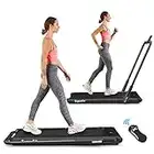 COSTWAY 2 in 1 Laufband klappbar 2,25HP, Walking Pad unter dem Schreibtisch mit APP, Bluetooth und Fernbedienung, 1-12 km/h, Laufband für Zuhause