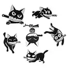 Juego de alfileres de esmalte de gato negro con cuchillo, bonito broche de dibujos animados, broches esmaltados, pines de solapa, insignia para mujeres, niños, para ropa y decoración de bolsas...