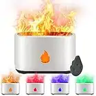 Pipihome Diffusore di oli Essenziali con Effetto Fiamma, 200ml Umidificatore a Fiamma, Diffusore di Aromi Ultrasuoni Luce Notturna Purificatore d'Aria, 7 Colori a Fiamma LED e Timer (Bianco)