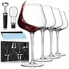 RorAem Wine Glasses - Hand Blown Wine Glasses Set of 4 Red Wine Glasses Crystal Large Wine Glasses Modern Burgundy Giant Long Stem Wine Glass - 22oz