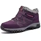 BaiMoJia Botas de Senderismo Nieve Mujer Cálidas Invierno Piel Forro Zapatillas de Senderismo Hombre Zapatos Trekking Morado 36 EU (Etiqueta 36)