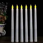 LACGO 25 cm Long LED Flameless Taper Candle Battery Operated Flickering Taper Candle Electric Long Candle Stick for Home, Restaurant, Wedding, Display Stand Ornaments Decor(Pack of 6)